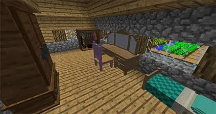 Minecraft bedroom with a vanity, chair and wardrobe for Decocraft mod bedroom ideas
